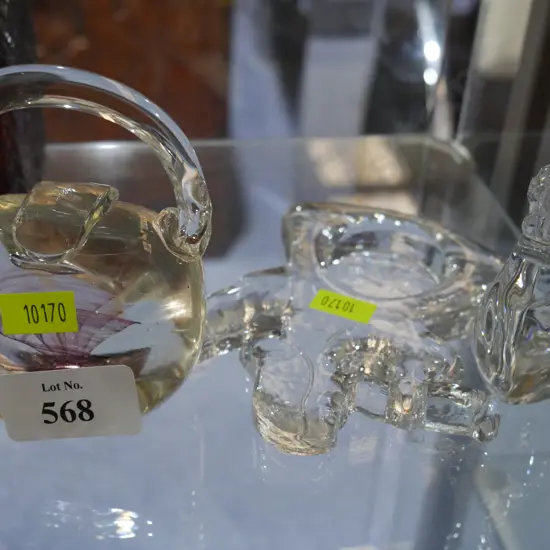 3 glass paperweights