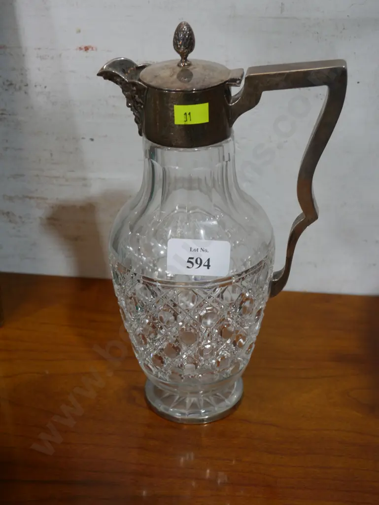 Stirling silver topped claret jug Image 1++