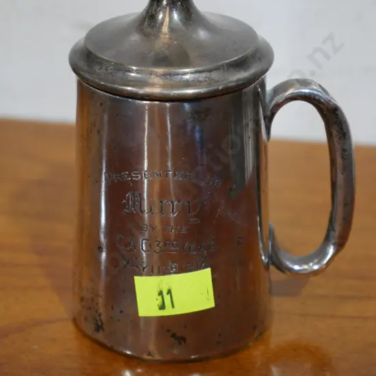 Stirling silver handled mug with lid
