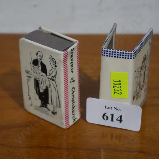 2 vintage Matchbox holders