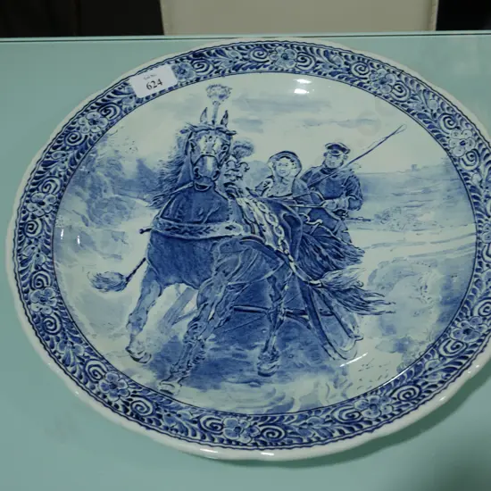 Blue and white charger