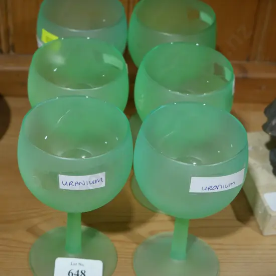 Uranium glass goblets