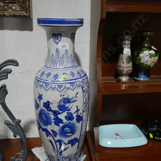 Large blue and white vase
