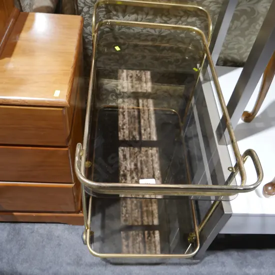 Brass and glass tea trolley
