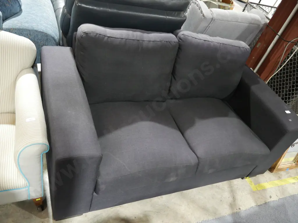 Black 2 seater settee Image 1++