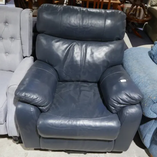 Navy leather electric armchair