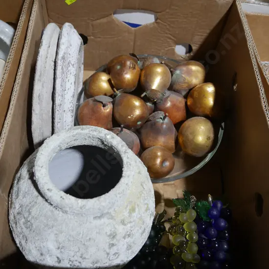 Vase, ornamental fruit etc