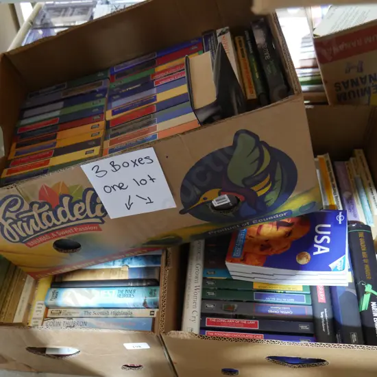 Three boxes of books