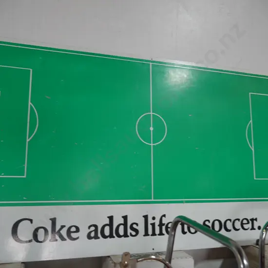 Coca cola tin soccer field sign