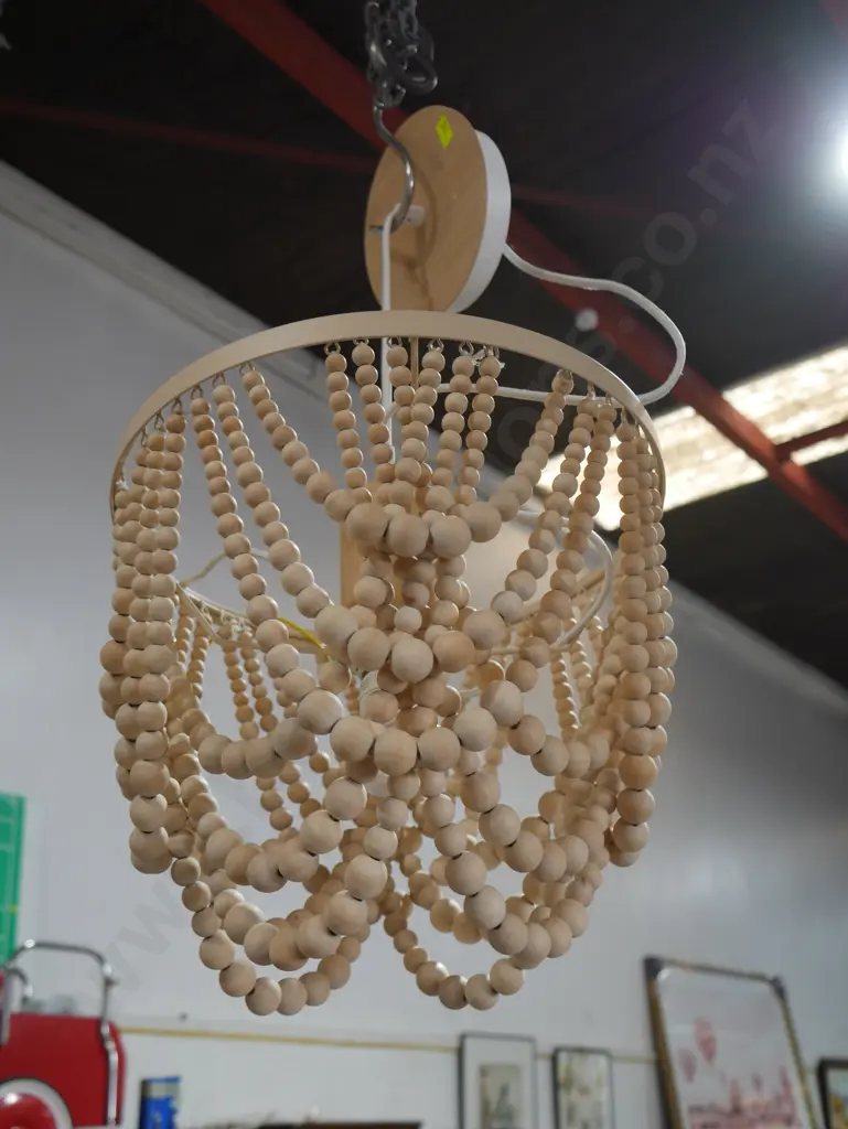 Wooden beaded light fitting Image 1++