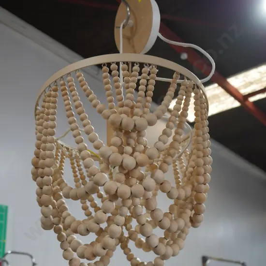 Wooden beaded light fitting