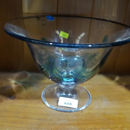 Hoglund art glass pedestal bowl