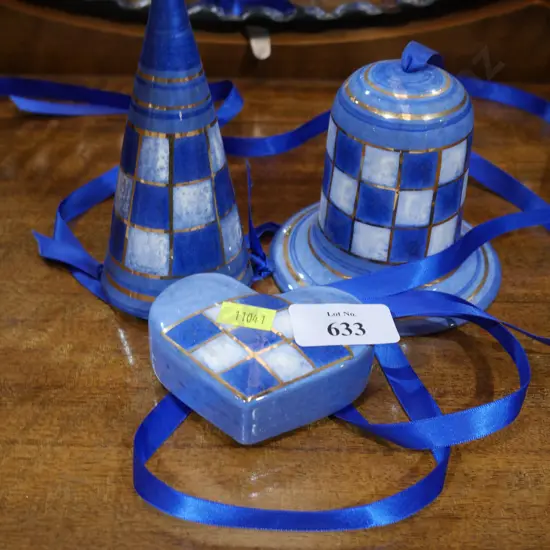 Blue checkered decorative items