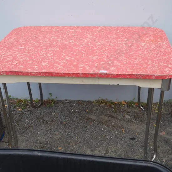 Red formica top dining table