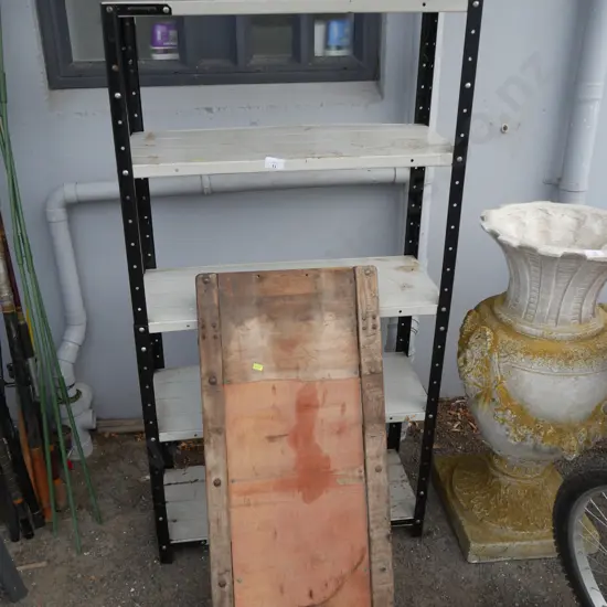 Creeper and metal shelf