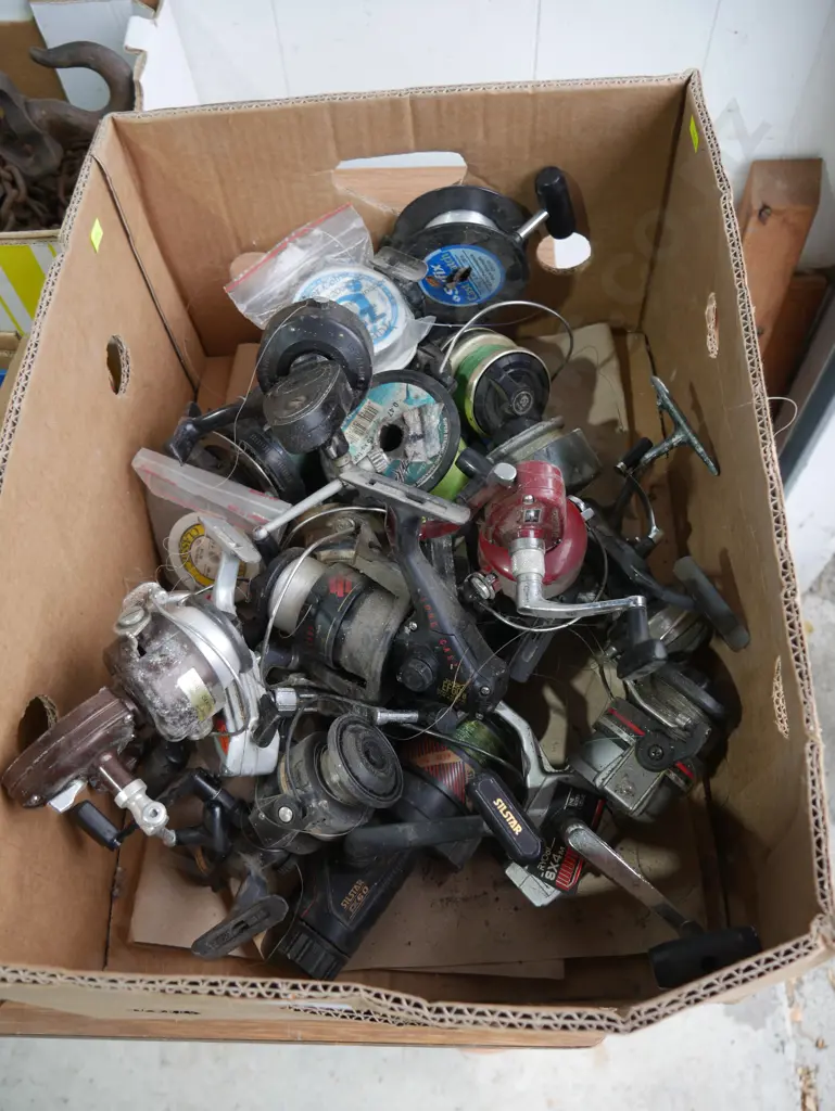 Box of fishing reels and lines Image 1++