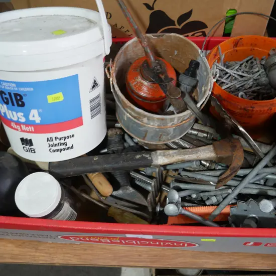 2 boxes of garage sundries