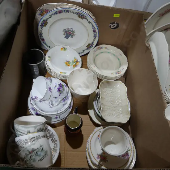 Box of assorted china