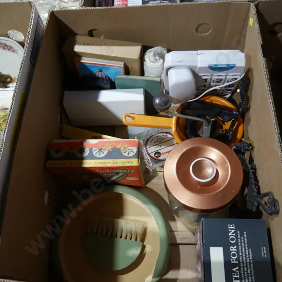 Brush and pan, telephone etc