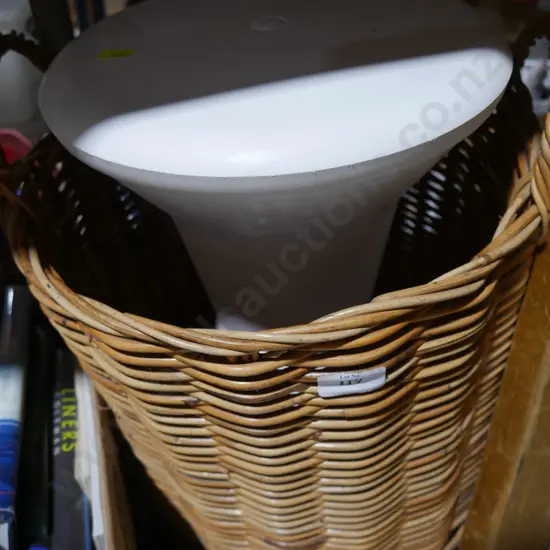 Cane basket, plastic stool