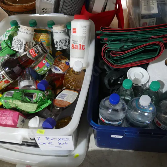 Two boxes of food items etc
