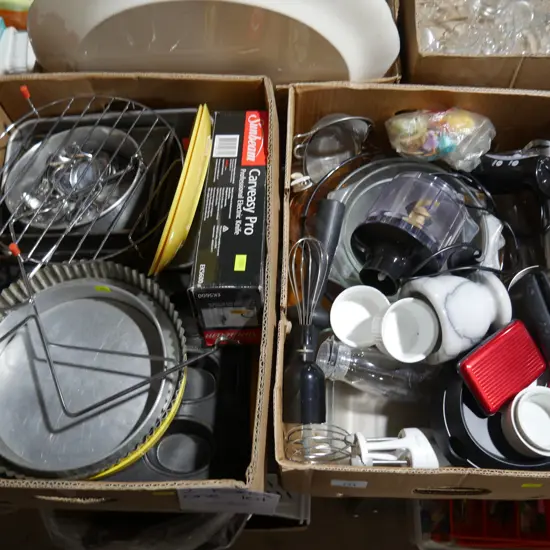 Two boxes of kitchenware