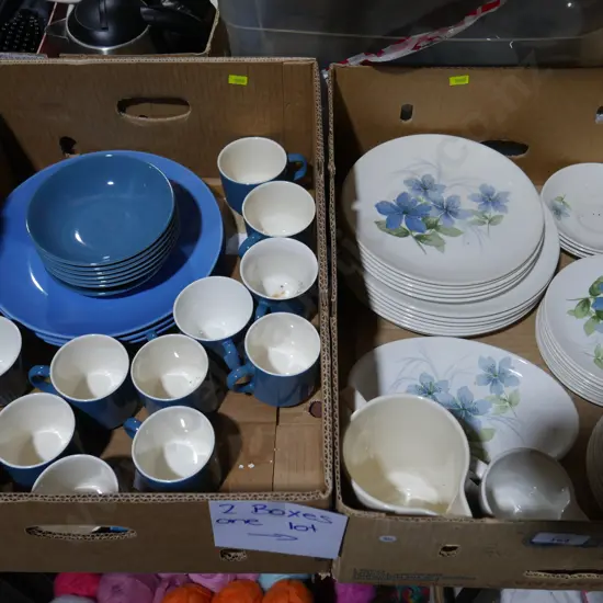 Two boxes of Crown Lynn dinnerware