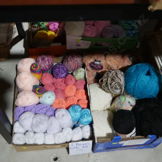 2 boxes balls of wool