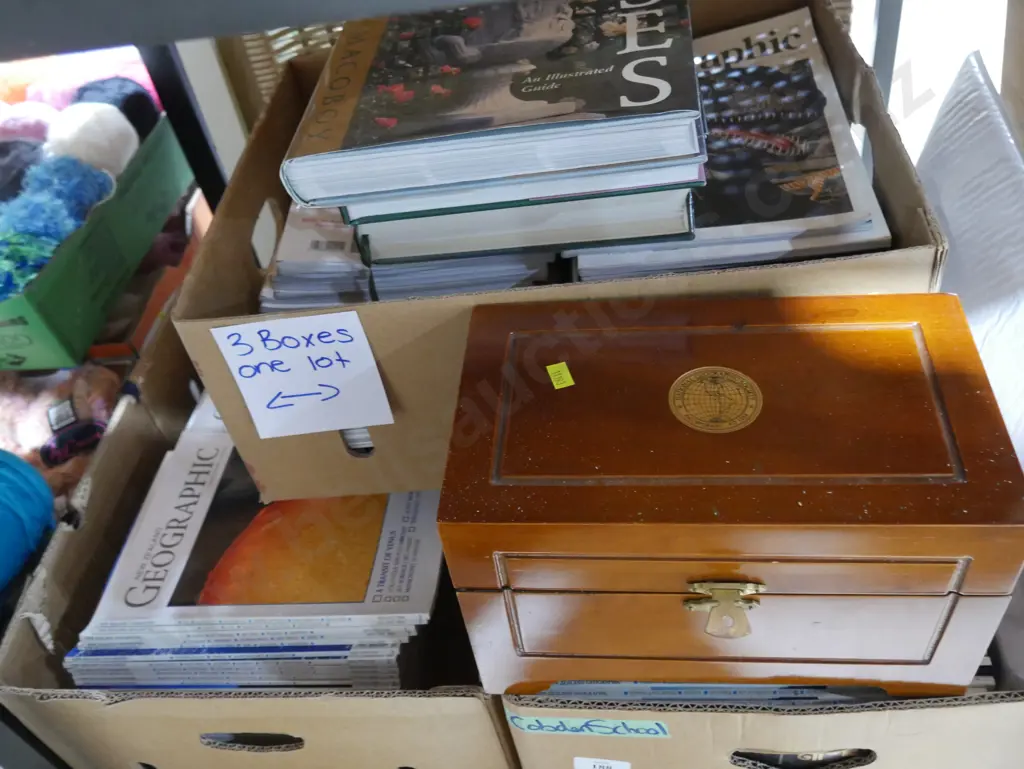 3 boxes New Zealand Geographic magazines etc Image 1++