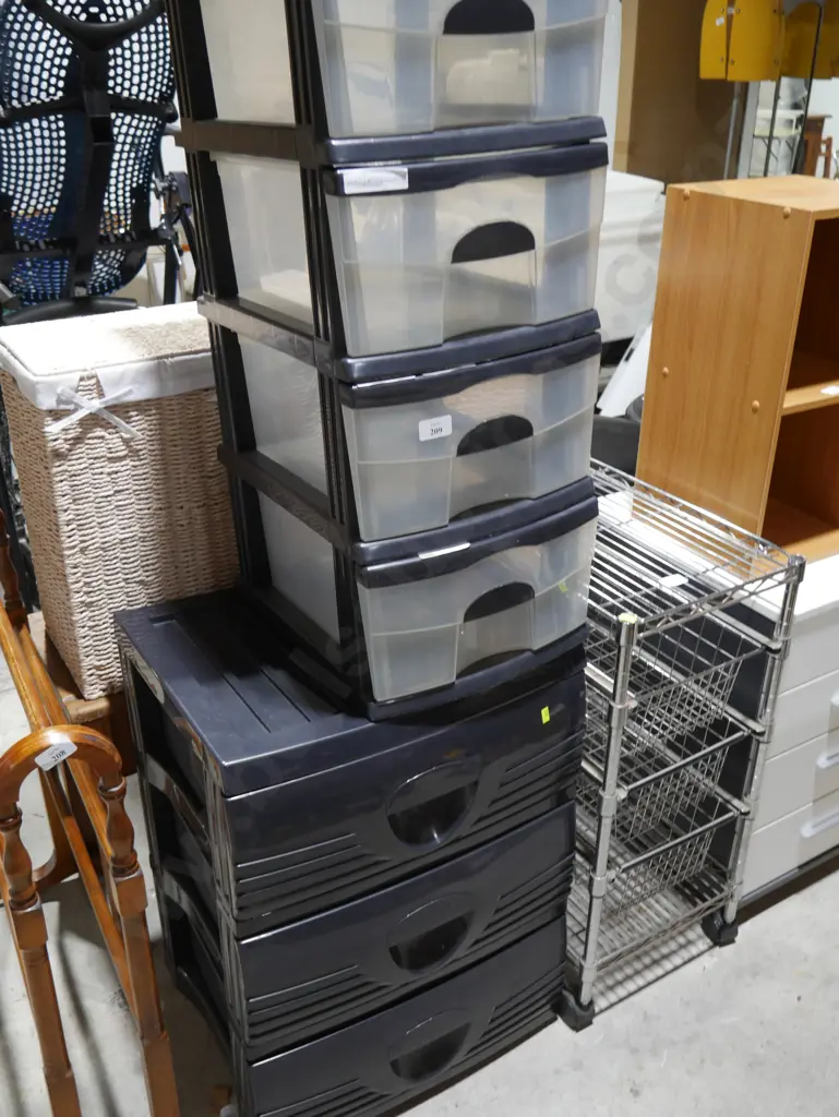 Two sets of plastic storage drawers Image 1++