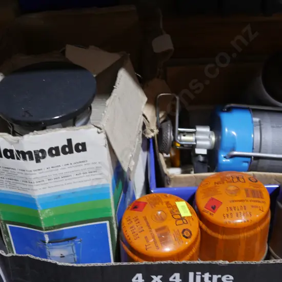 Assorted gas camping lanterns etc