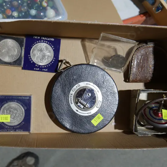 NZ coins, tape measure etc