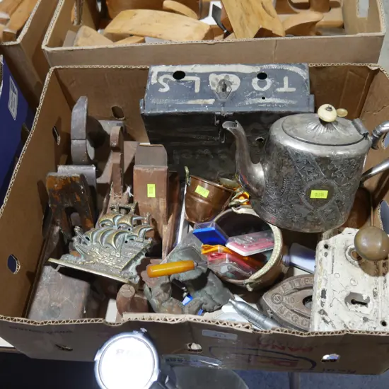 Wood planes, metal items etc