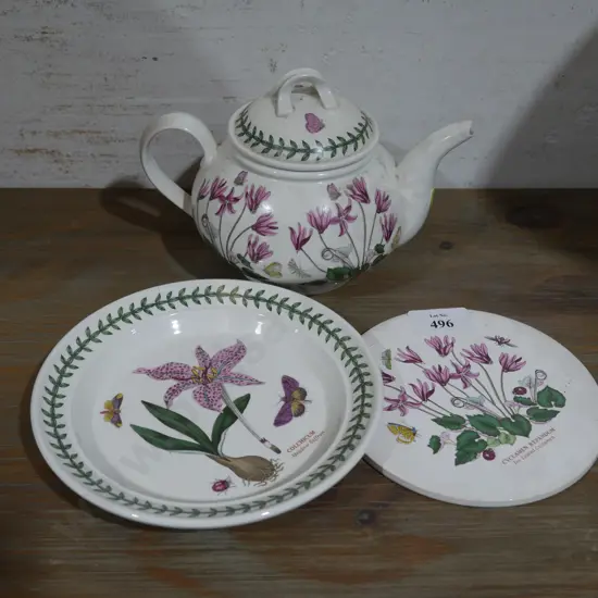 Portmeirion teapot, coaster and plate