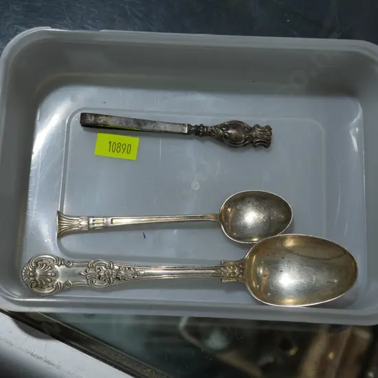 Sterling silver spoon etc