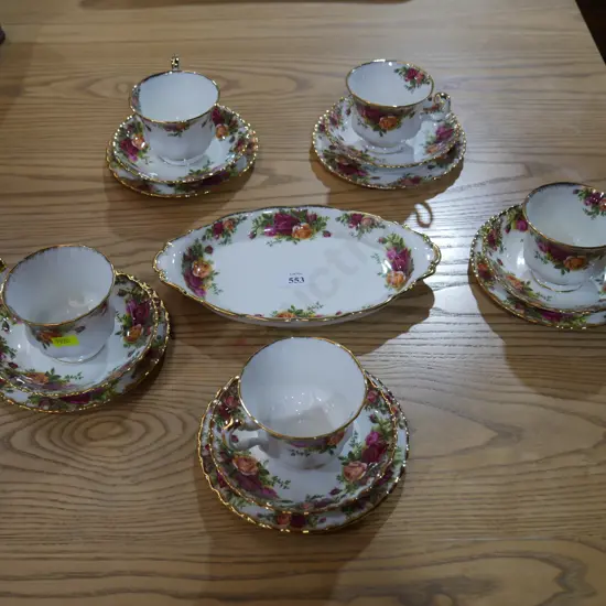 Royal Albert Old Country Roses trios and cake plate