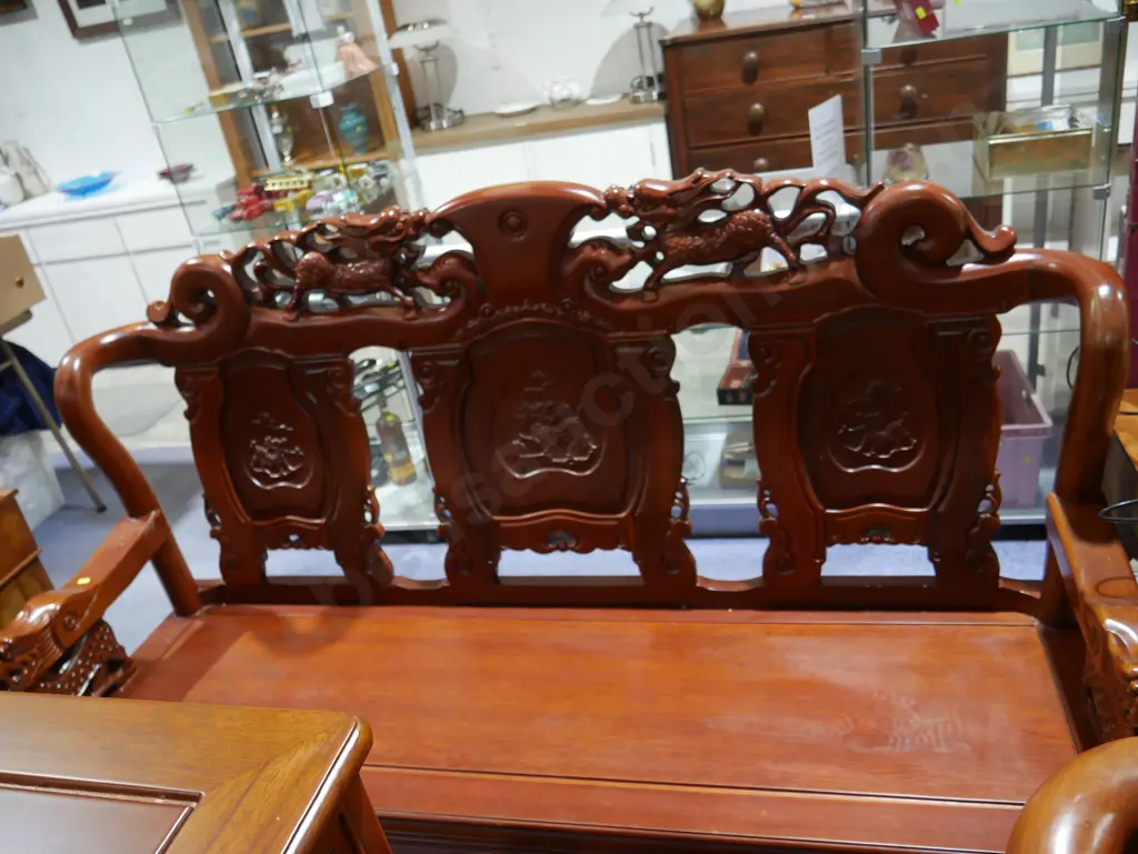 Oriental 5 piece carved lounge suite Image 1++