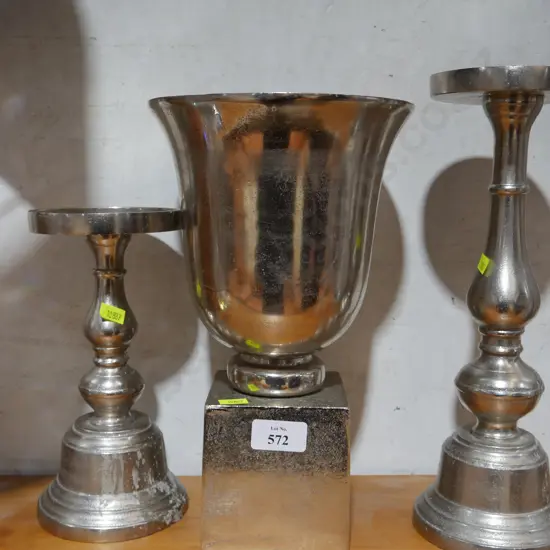 Goblet vase and candle holders