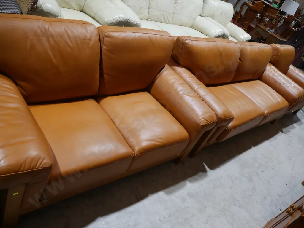 Quality leather three seater two seater couches and one chair Image 1++