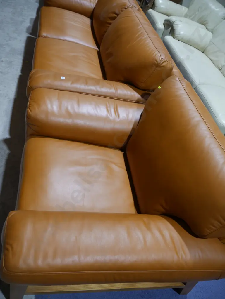 Quality leather three seater two seater couches and one chair Image 1++