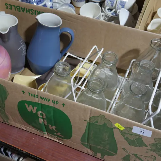 Glass milk bottles ect