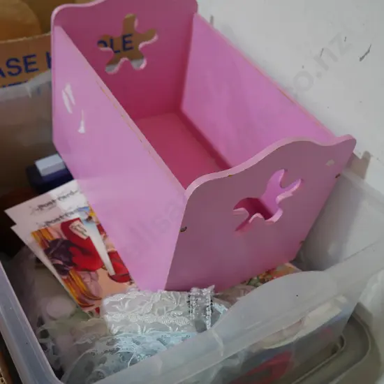 Pink wood container etc