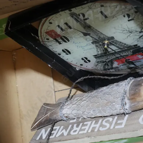 Clock and old fishermen sign