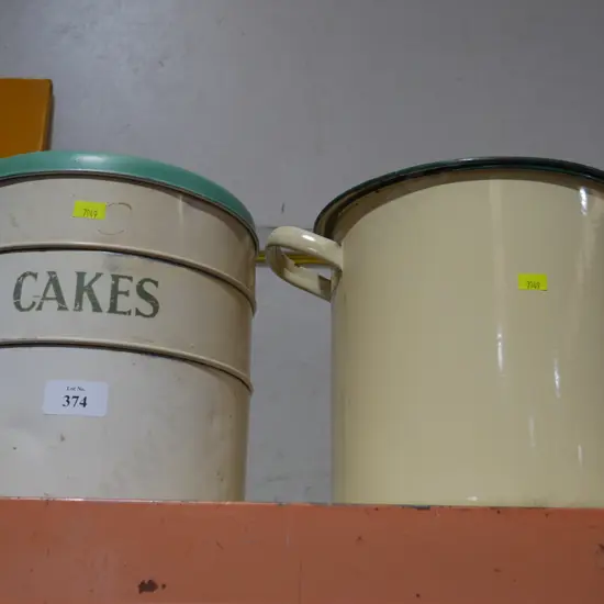 Enamel cake tin etc