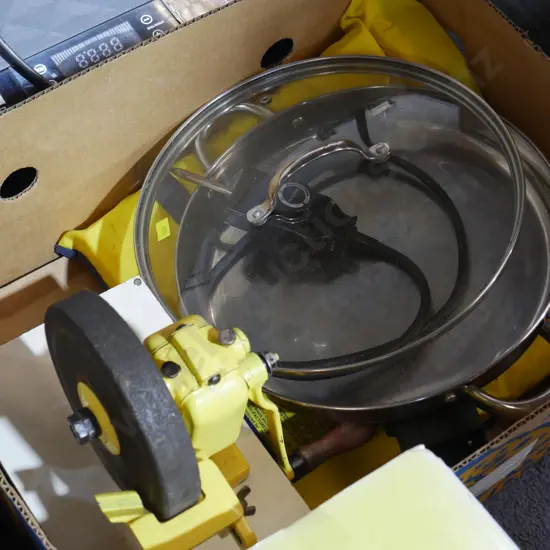 Box with life vest, electric pan ect