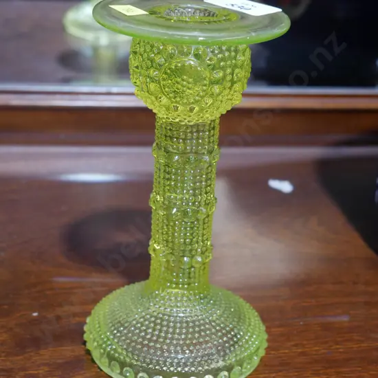 Green glass candle stick