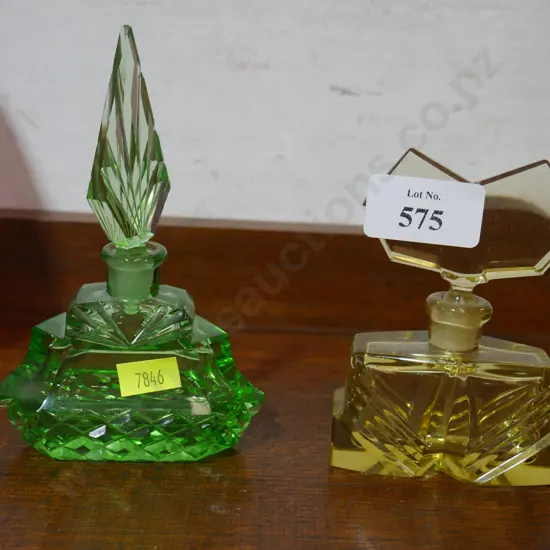 2 glass perfume bottles