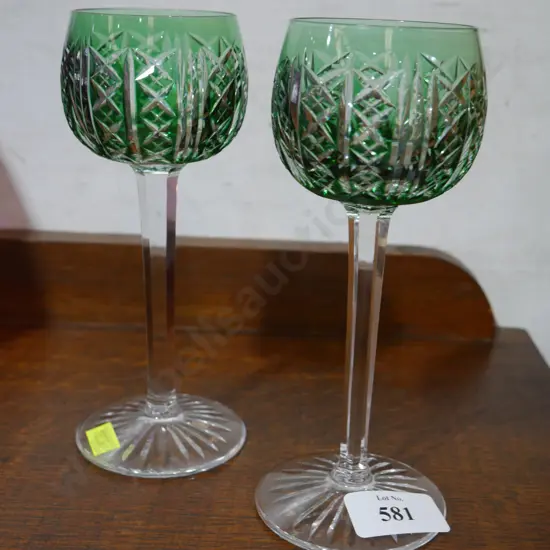 Pair cut glass goblets