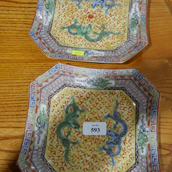 Pair Chinese plates