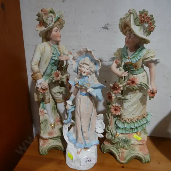 3 Bisque figurines